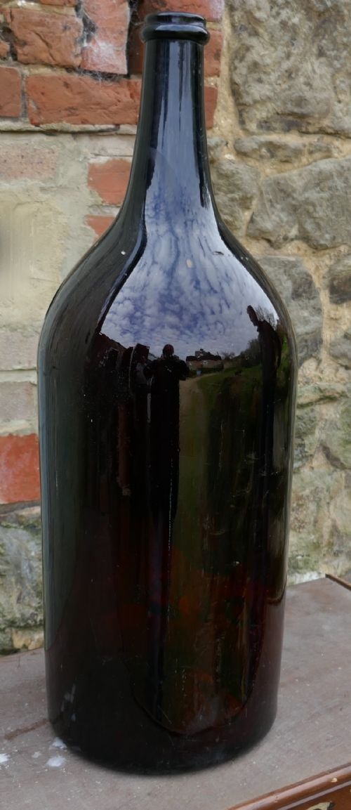 fig 1. Giant 19th Century Italian Olive Oil Bottle with Gold Number and Lable