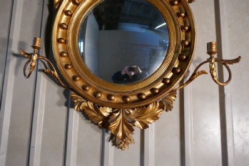 fig 2. A Large Regency Convex Gilt Girondole Wall Mirror