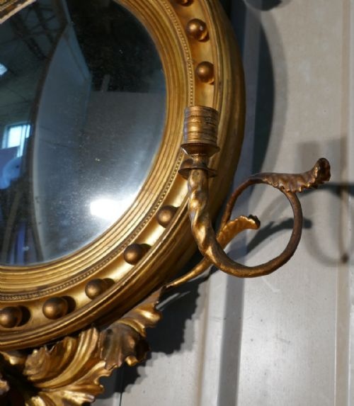 fig 3. A Large Regency Convex Gilt Girondole Wall Mirror