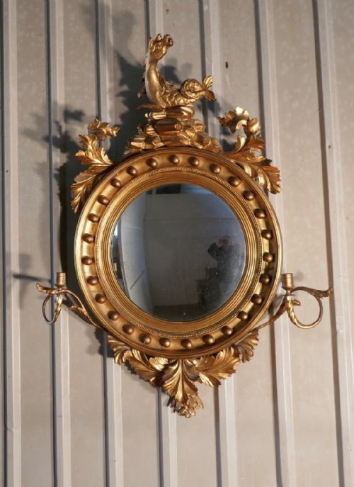 fig 4. A Large Regency Convex Gilt Girondole Wall Mirror
