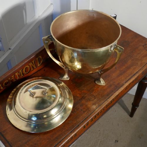 fig 3. Arts and Crafts Brass Ice Bucket Champagne Wine Cooler