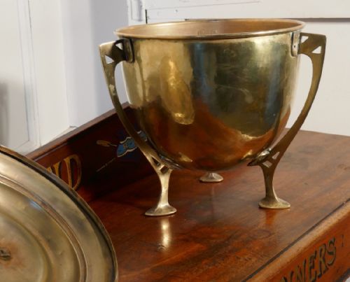 fig 4. Arts and Crafts Brass Ice Bucket Champagne Wine Cooler