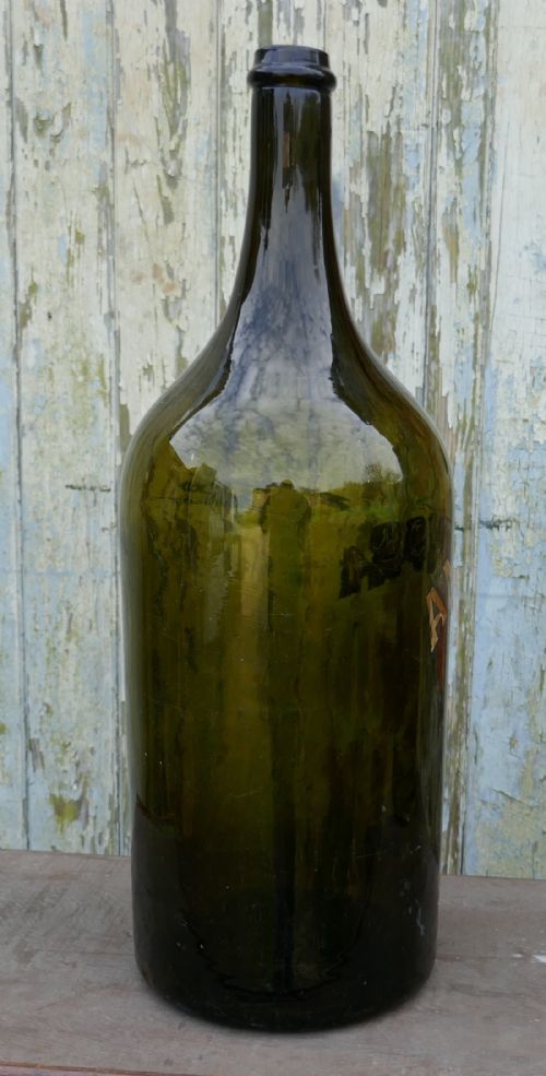 fig 3. Giant 19th Century Greek Olive Oil Bottle with Gold Number and Lable
