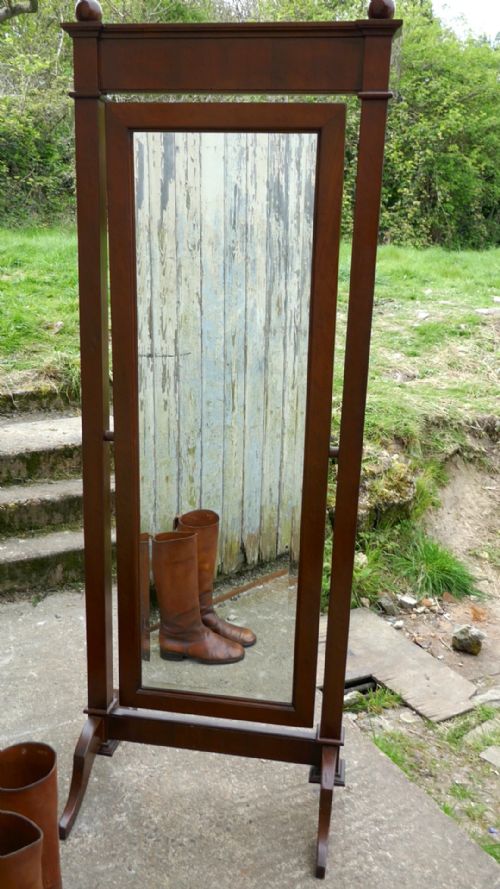 A Large 19th Century Walnut Cheval Mirror, Gentlemans Outfitter