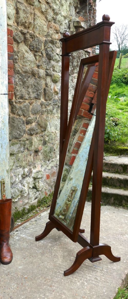 fig 1. A large 19th Century Walnut Cheval Mirror, Gentlemans outfitter