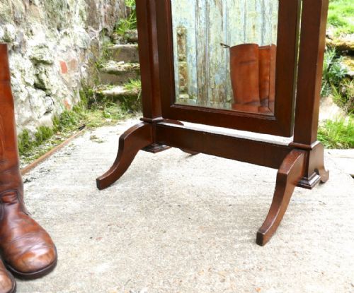 fig 2. A large 19th Century Walnut Cheval Mirror, Gentlemans outfitter