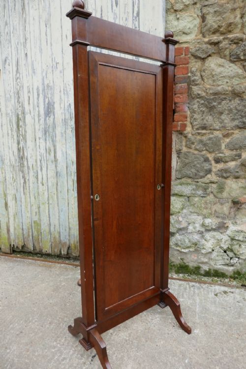 fig 4. A large 19th Century Walnut Cheval Mirror, Gentlemans outfitter