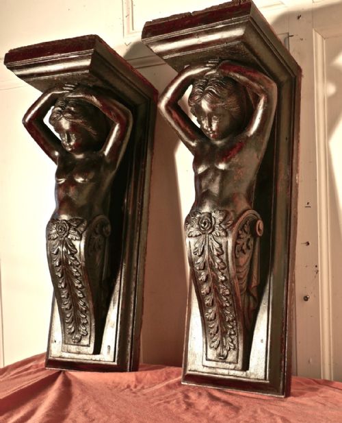 fig 3. Pair of Early 19th Century Carved Putti, wall Brackets