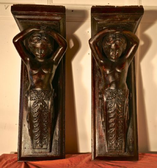 fig 4. Pair of Early 19th Century Carved Putti, wall Brackets