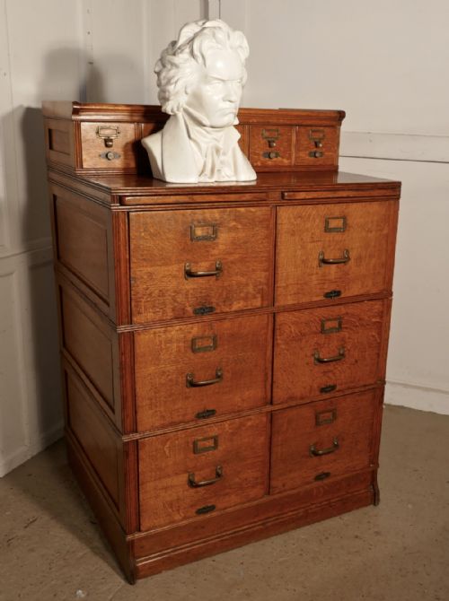 fig 1. Large Edwardian 11 Drawer Oak Filing Cabinet, by Shannon