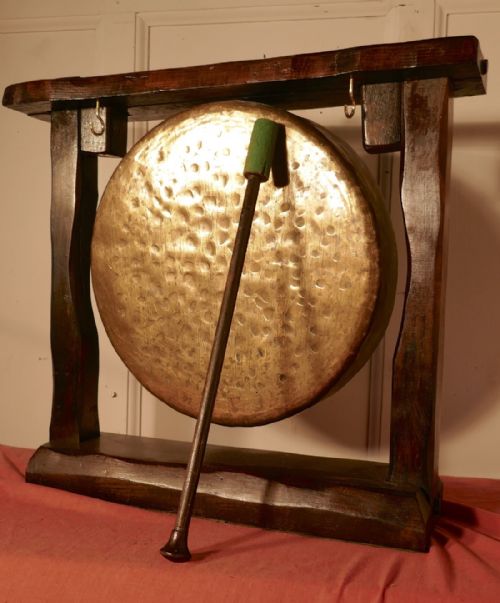 fig 1. Rustic Dark Wood and Brass Table Gong