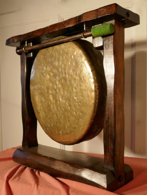 fig 3. Rustic Dark Wood and Brass Table Gong