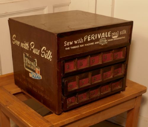 Perivale Silk Threads Haberdashery Advertising Drawer Cabinet