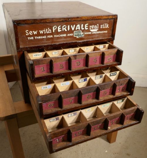 fig 2. Perivale Silk Threads Haberdashery Advertising Drawer Cabinet