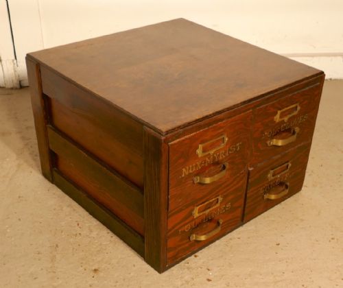 fig 4. Filing Cabinet, Chemist Drawers with Gold Lettering
