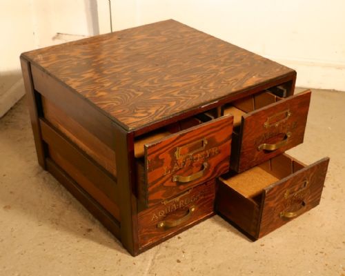 Filing Cabinet, Chemist Drawers with Gold Lettering