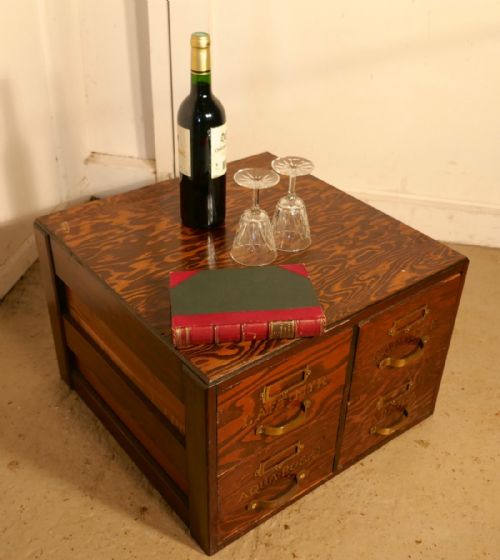 fig 3. Filing Cabinet, Chemist Drawers with Gold Lettering