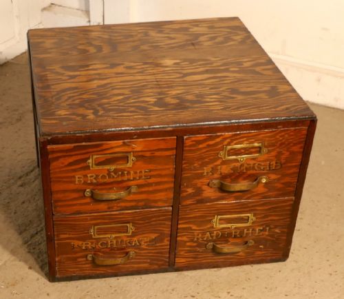 Filing Cabinet, Chemist Drawers with Gold Lettering