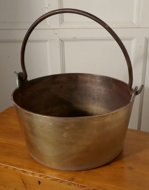 fig 2. Very Heavy 19th Century Brass Preserving or Jam Pan