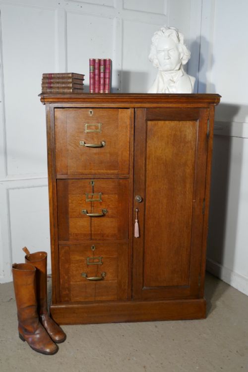 fig 1. Large Edwardian Oak Filing Cabinet, Office Cupboard