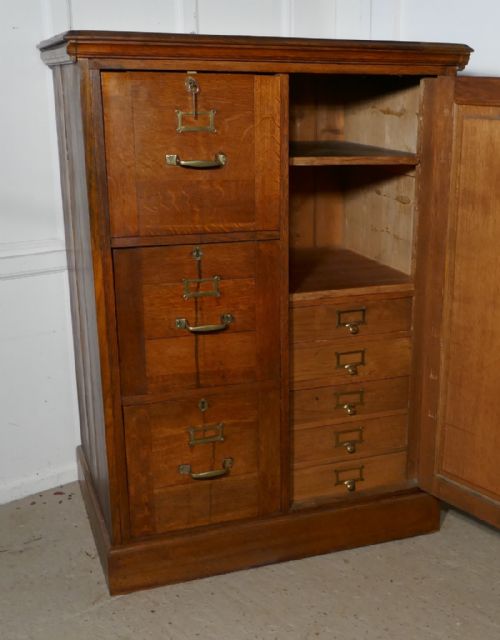 fig 3. Large Edwardian Oak Filing Cabinet, Office Cupboard