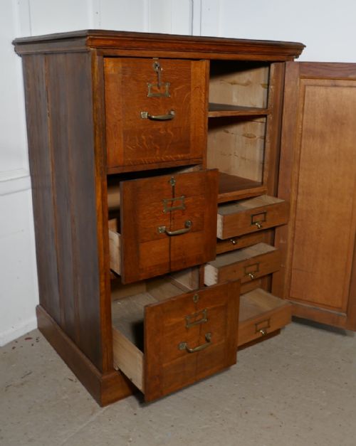 fig 4. Large Edwardian Oak Filing Cabinet, Office Cupboard