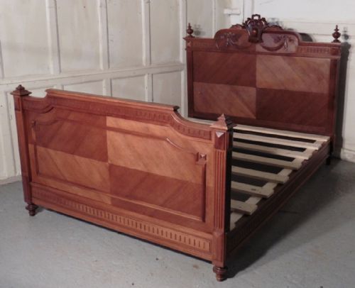 French Carved Walnut Double Bed