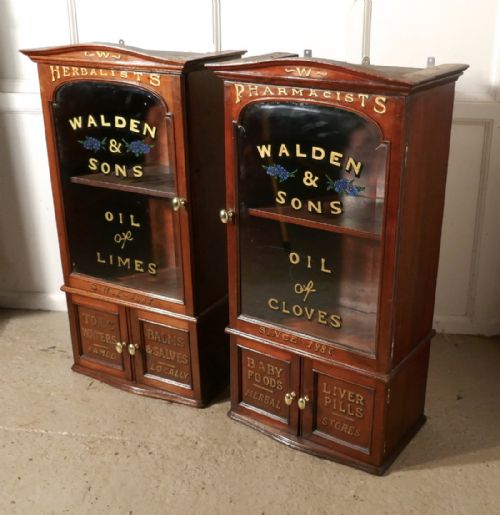 fig 2. A Pair of Victorian Mahogany Sign Painted Chemist’s or Bathroom Cupboards