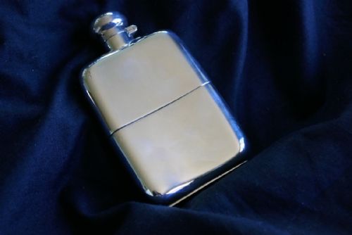 fig 2. A Solid Silver Hall Marked Hip Flask and Cup. Date 1935