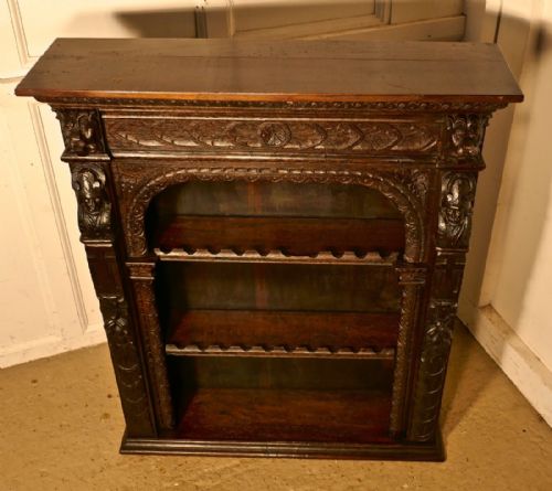 fig 3. Carved Green Man Gothic Oak Bookcase