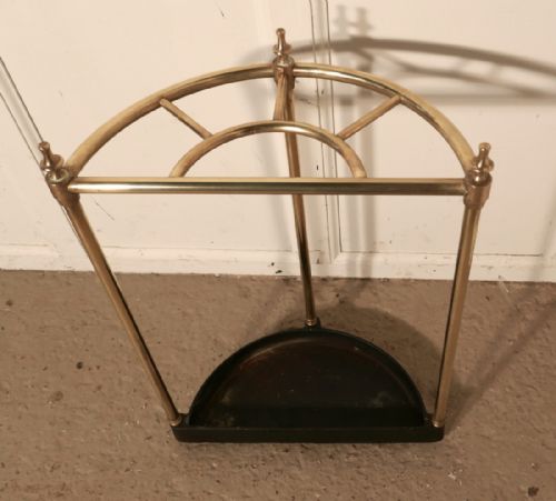fig 1. Victorian Half Round Brass and Iron Stick Stand or Umbrella Stand