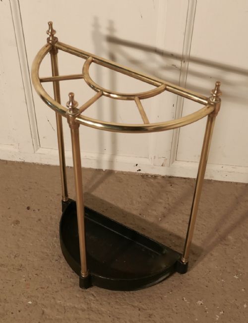 fig 2. Victorian Half Round Brass and Iron Stick Stand or Umbrella Stand