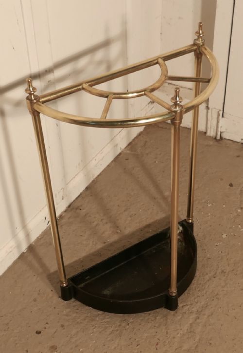 fig 3. Victorian Half Round Brass and Iron Stick Stand or Umbrella Stand