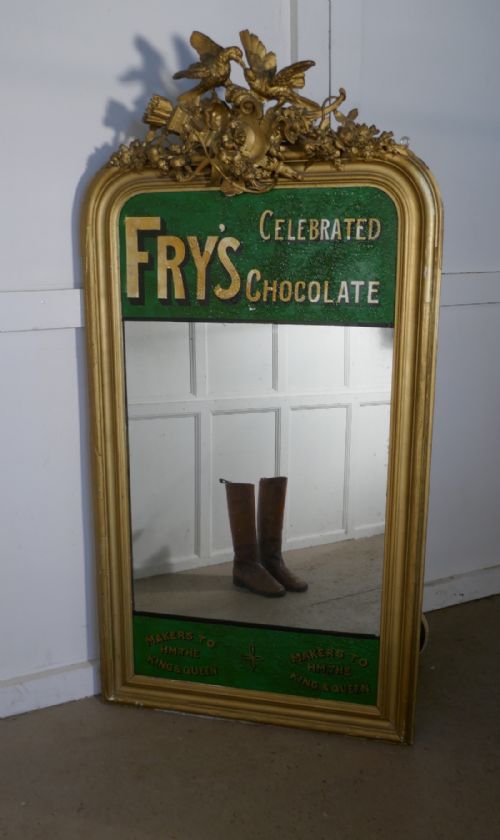 fig 3. Large Victorian Advertising Mirror, Fry’s Chocolate Over Mantle