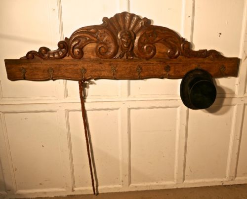 19th Century French Carved Oak Coat Hooks