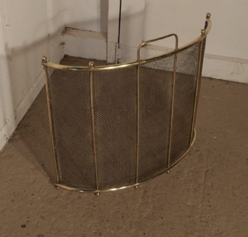 fig 1. Victorian Curved Brass Fire Guard, Spark Screen