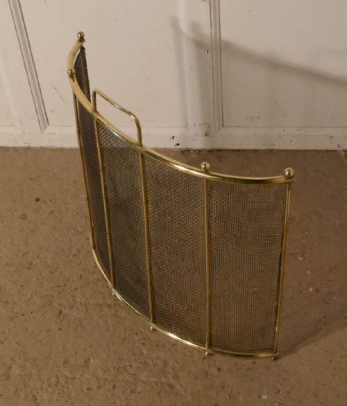 fig 2. Victorian Curved Brass Fire Guard, Spark Screen