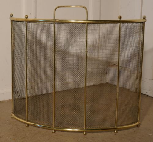 fig 4. Victorian Curved Brass Fire Guard, Spark Screen