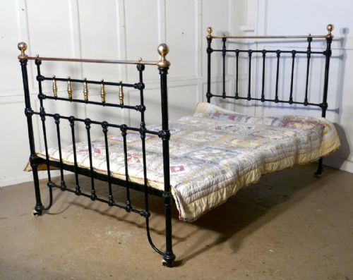 Victorian Brass and Iron Small Double Bed