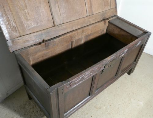 fig 1. A Large 17th Century Carved Oak Coffer