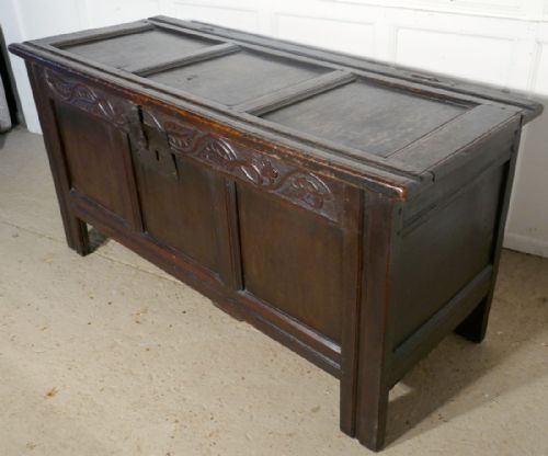 fig 2. A Large 17th Century Carved Oak Coffer