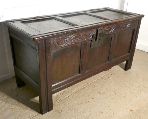 fig 4. A Large 17th Century Carved Oak Coffer