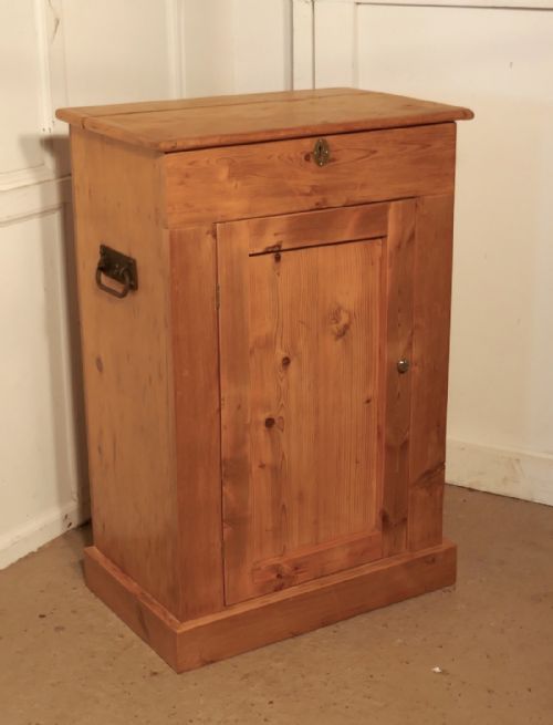 A 19th Century Stripped Pine,top Opening Campaign Cupboard