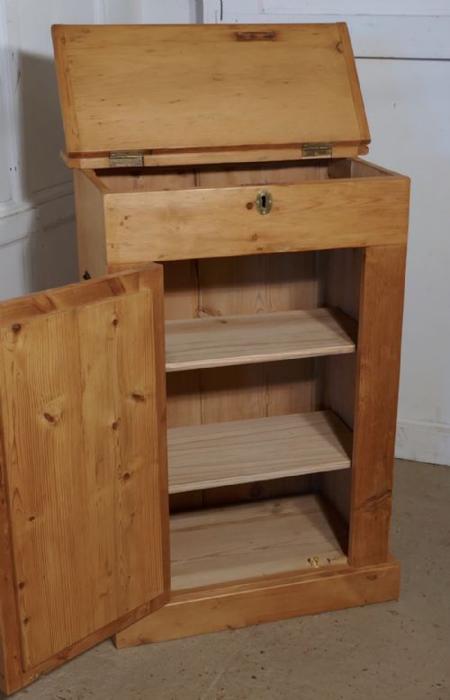 fig 1. A 19th Century Stripped Pine,Top Opening Campaign Cupboard