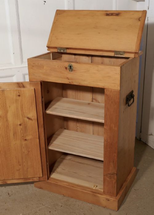 fig 2. A 19th Century Stripped Pine,Top Opening Campaign Cupboard