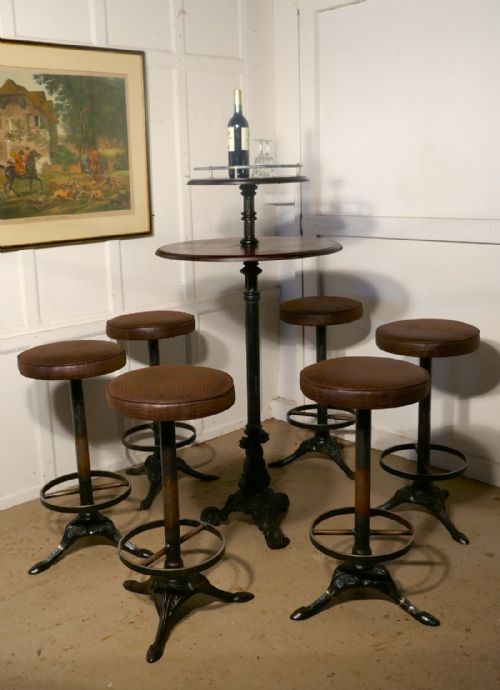 19th Century Gueridon Table and 6 High Stools
