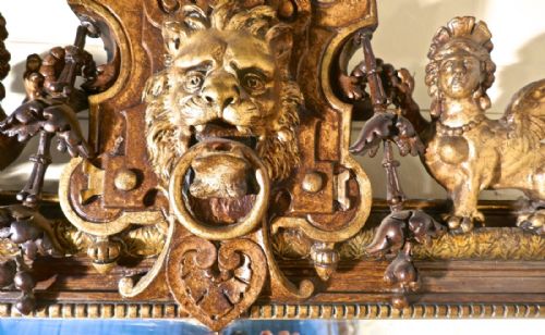 fig 2. Very Large French Mirror, Winged Sphinx and Lyons Mask Crest