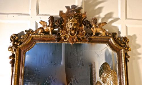 fig 4. Very Large French Mirror, Winged Sphinx and Lyons Mask Crest