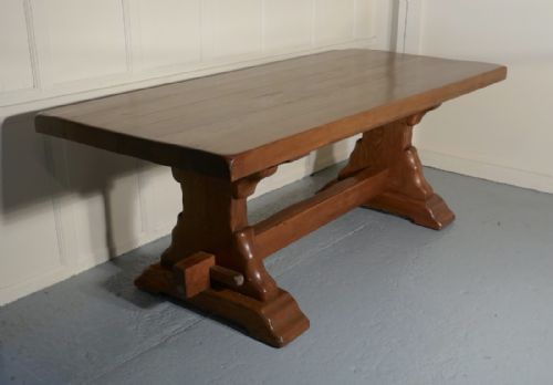 A Large French Golden Oak Arts and Crafts Refectory Table