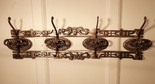 Charming French Arts and Crafts Brass Coat Hook Rack